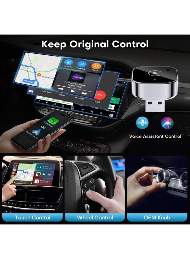 محول أوتوماتيكي لاسلكي 2 في 1 لـ CarPlay و Android، دبوس CarPlay قابل للإدخال والإخراج يحول الكابل إلى لاسلكي، اتصال سريع في السيارة، بدون تأخير، تصميم مضغوط لـ iPhone و Android - Image 4